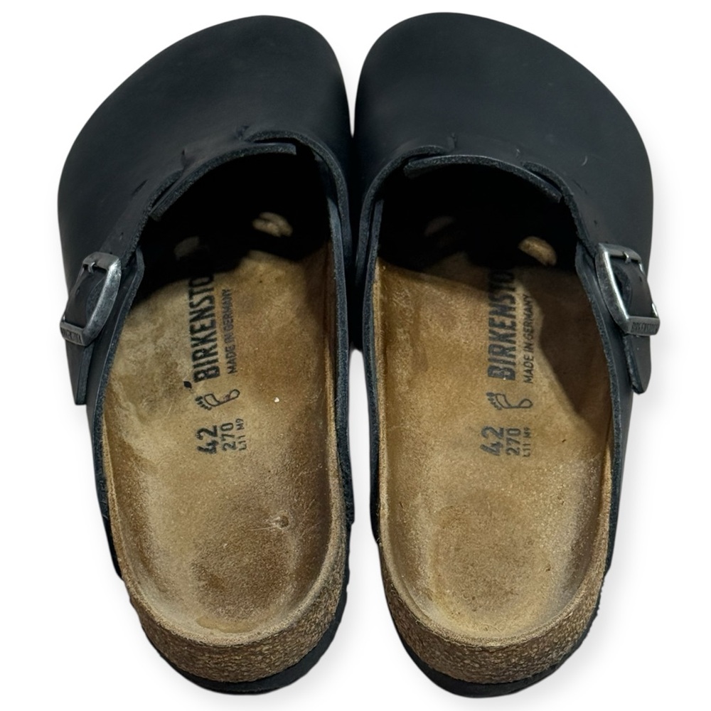 Birkenstock Boston 
Oiled Leather - Black 
Unisex Size 42 
Men’s 9
Women’s 11 - Picture 8 of 14